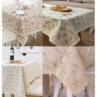  Khăn trải bàn LOẠI 1 vải thô bố canvas VIỀN REN 4CM phong cách vintage – trang trí bàn ăn bàn trà decor phòng bếp 