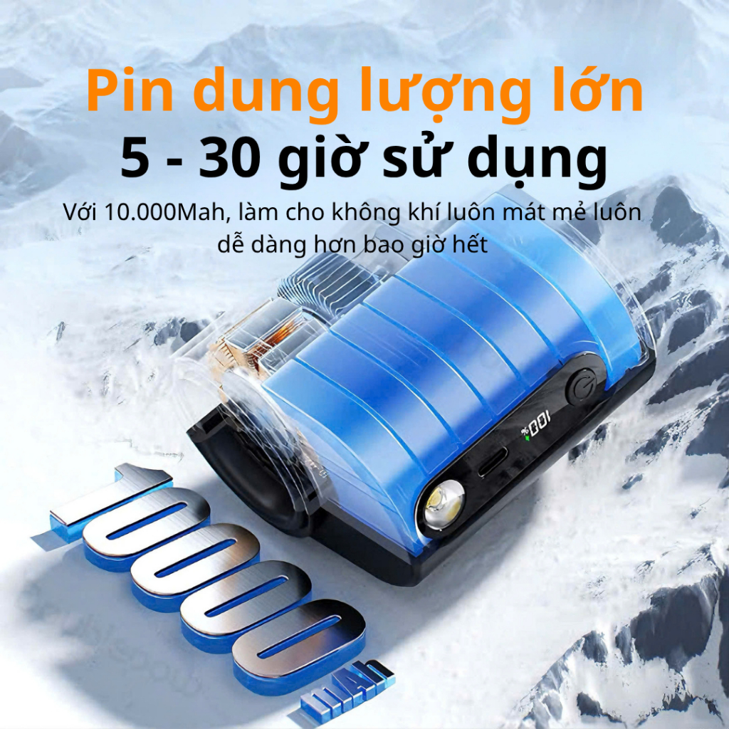 [YF10 Xanh] Quạt Đeo Thắt Lưng Đeo Cổ 10000mAh Dùng Từ 5 Giờ đến 30 Giờ – Thể Thao Ngoài Trời | BigBuy360 - bigbuy360.vn