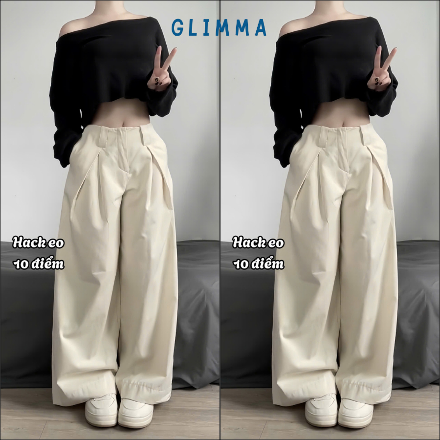 Quần Kaki Cạp Trễ Ống Rộng GLIMMA Phong Cách Hàn Quốc | BigBuy360 - bigbuy360.vn