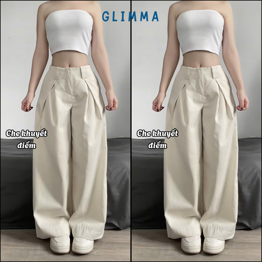 Quần Kaki Cạp Trễ Ống Rộng GLIMMA Phong Cách Hàn Quốc | BigBuy360 - bigbuy360.vn