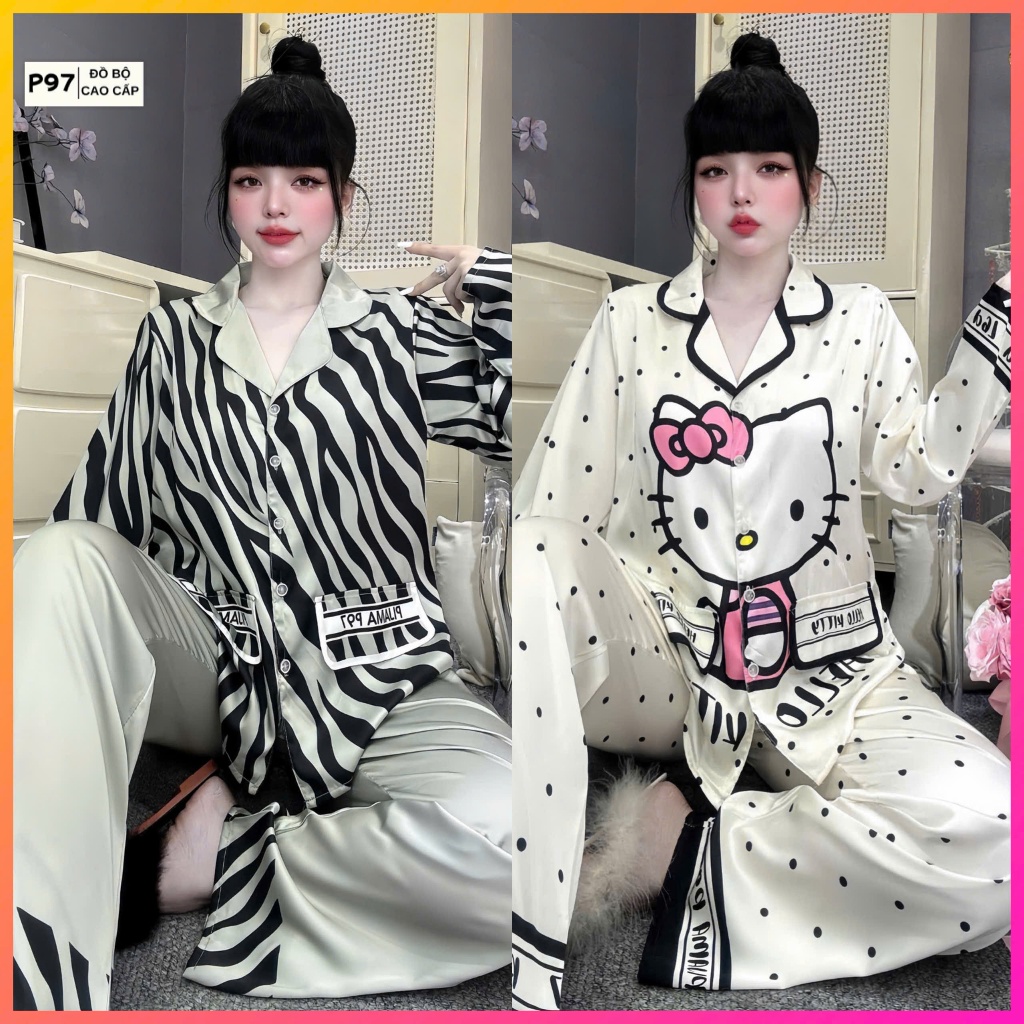 Đồ bộ tay dài lụa latin mẫu mới , size dưới 60kg , pijama nữ , pizama mặc nhà thoải mái , đồ bộ nữ h