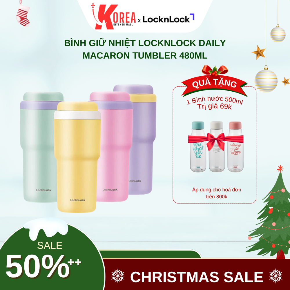 Bình Giữ Nhiệt LocknLock Daily Macaron Tumbler 480Ml (Xanh, Tím, Hồng, Vàng) - LHC3292