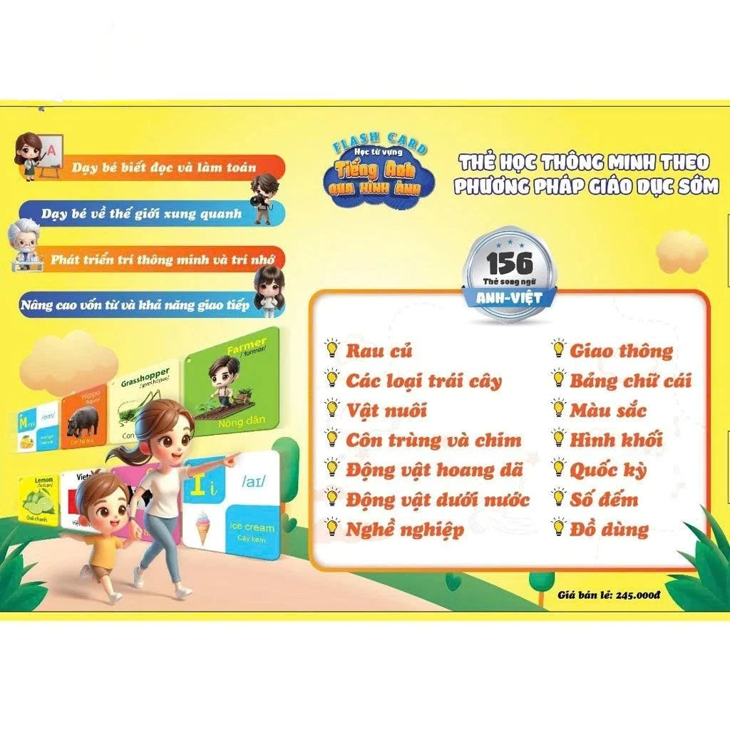 156 thẻ học thông minh Song Ngữ APOLLO kích thích thị giác cho bé
