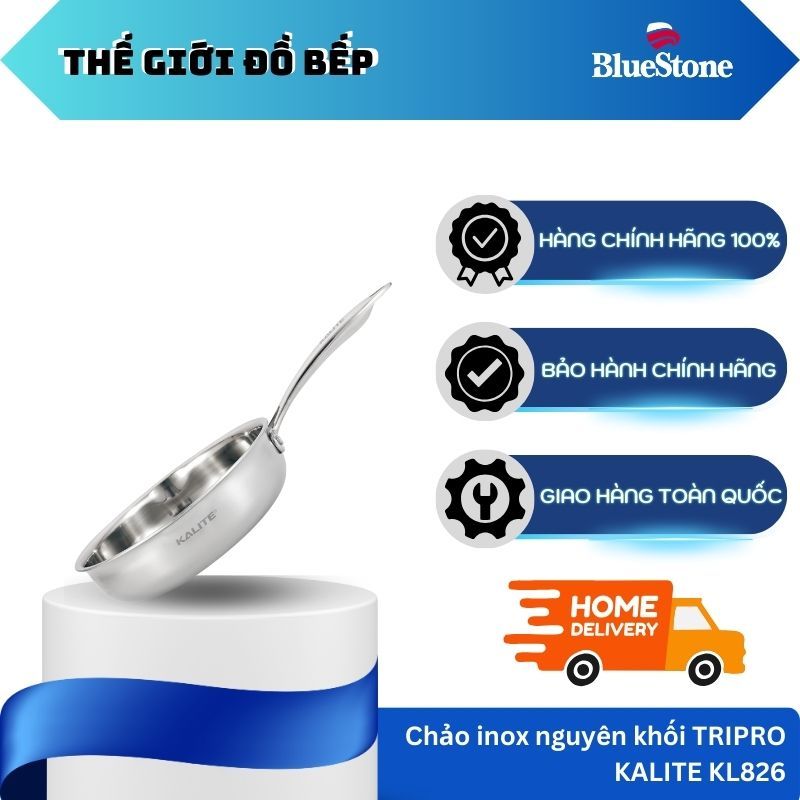 Chảo Inox Nguyên Khối TRIPRO KALITE KL826 – Size 26cm – Truyền nhiệt đều giữ nguyên hương vị - TGB