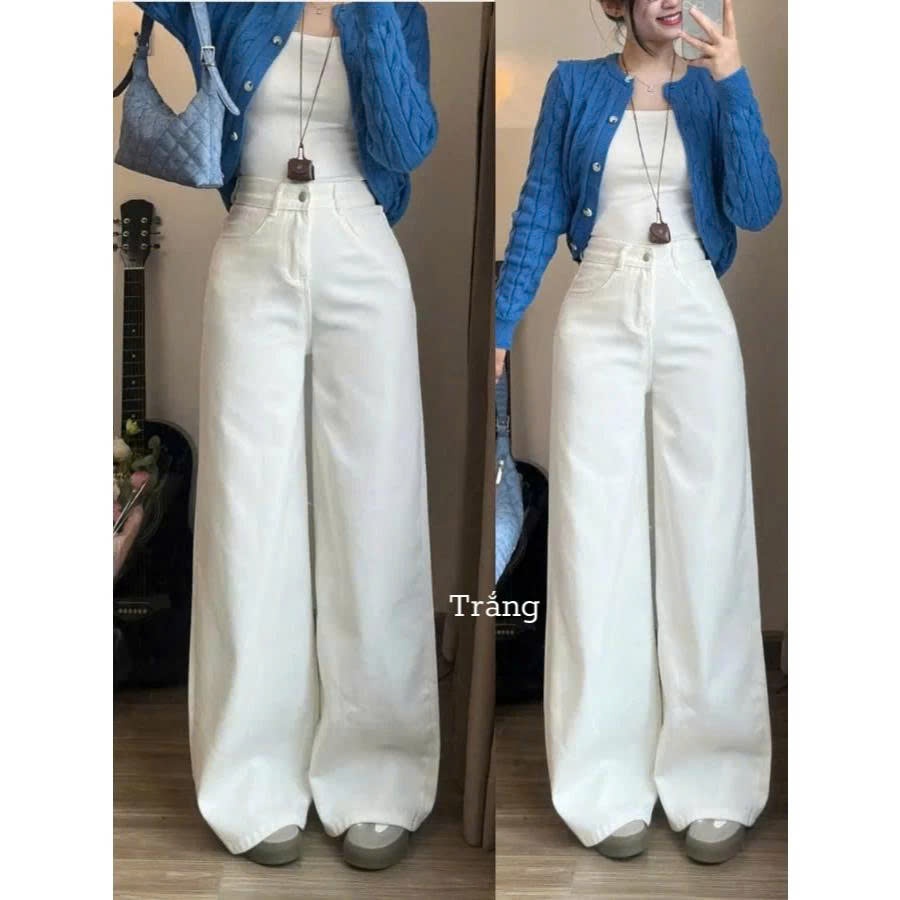 Quần Jean Denim Suông Ống Rộng Màu Đen Basic 247store Dễ Mặc, Dễ Mix Ống 33cm | BigBuy360 - bigbuy360.vn