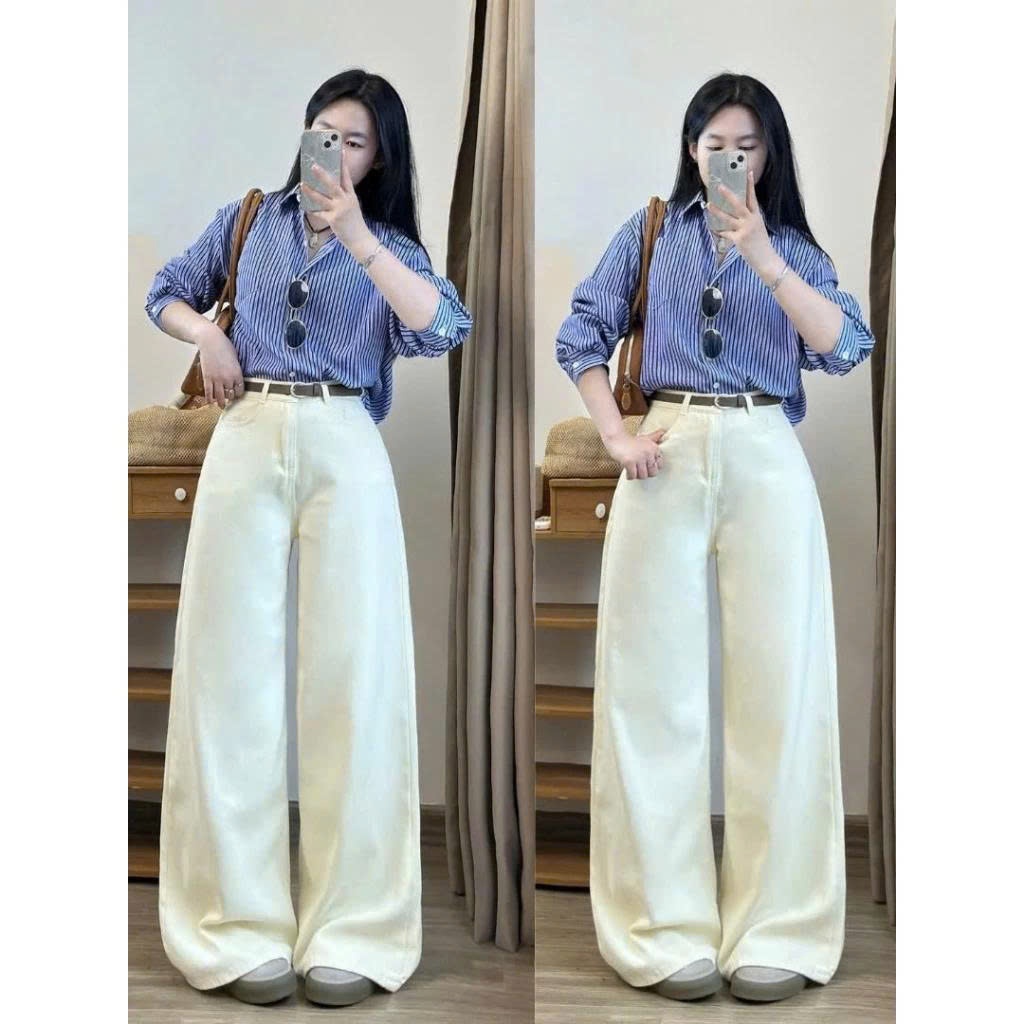 Quần Jean Denim Suông Ống Rộng Màu Đen Basic 247store Dễ Mặc, Dễ Mix Ống 33cm | BigBuy360 - bigbuy360.vn