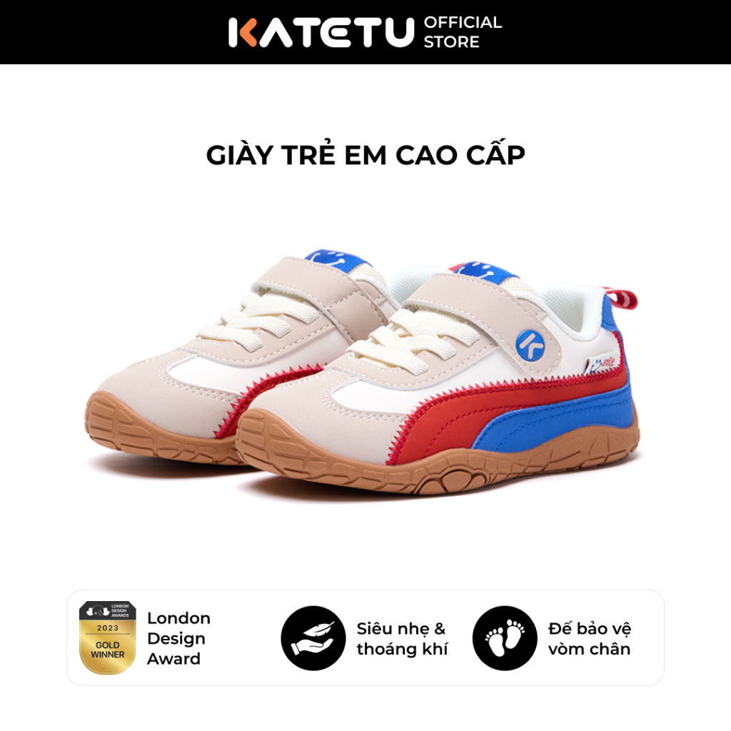 Giày cho bé trai gái Katetu - cổ thấp thời trang, êm ái, chống trượt, siêu nhẹ - X5CF056
