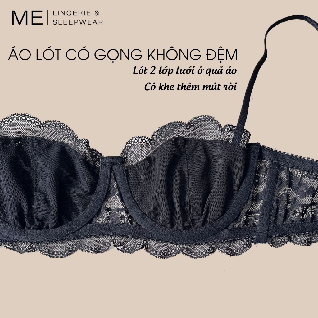 Áo lót ren cup ngang nửa quả có gọng không có mút sẵn kiểu trẻ trung màu trắng đen đỏ nu Me Melingerie thiết kế Việt Nam | BigBuy360 - bigbuy360.vn