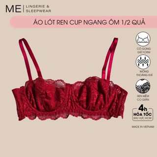  Áo lót ren cup ngang nửa quả có gọng không có mút sẵn kiểu trẻ trung màu trắng đen đỏ nu Me Melingerie thiết kế Việt Nam 