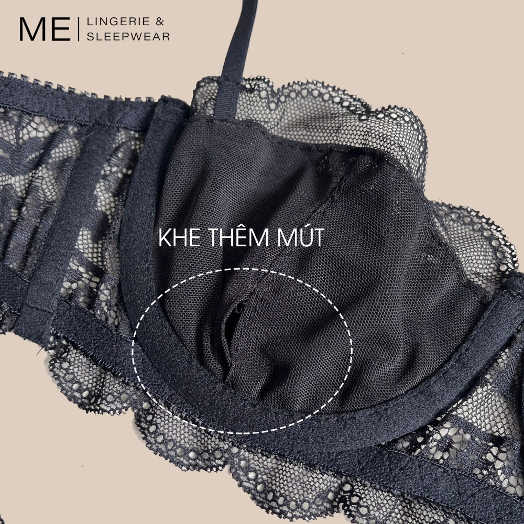 Áo lót ren cup ngang nửa quả có gọng không có mút sẵn kiểu trẻ trung màu trắng đen đỏ nu Me Melingerie thiết kế Việt Nam | BigBuy360 - bigbuy360.vn