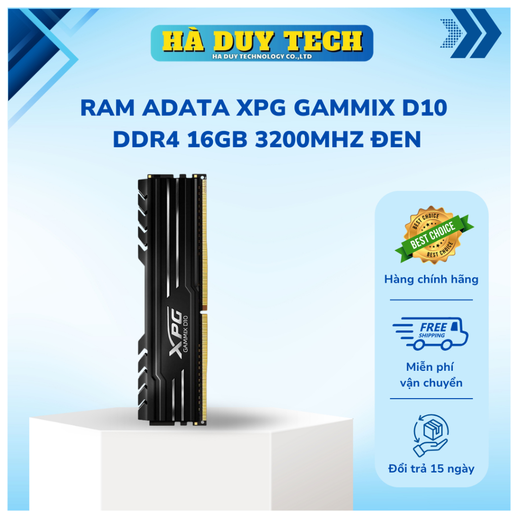 RAM ADATA XPG GAMMIX D10 DDR4 16GB 3200MHZ ĐEN - Chính Hãng - BH 36T - Hà Duy Tech
