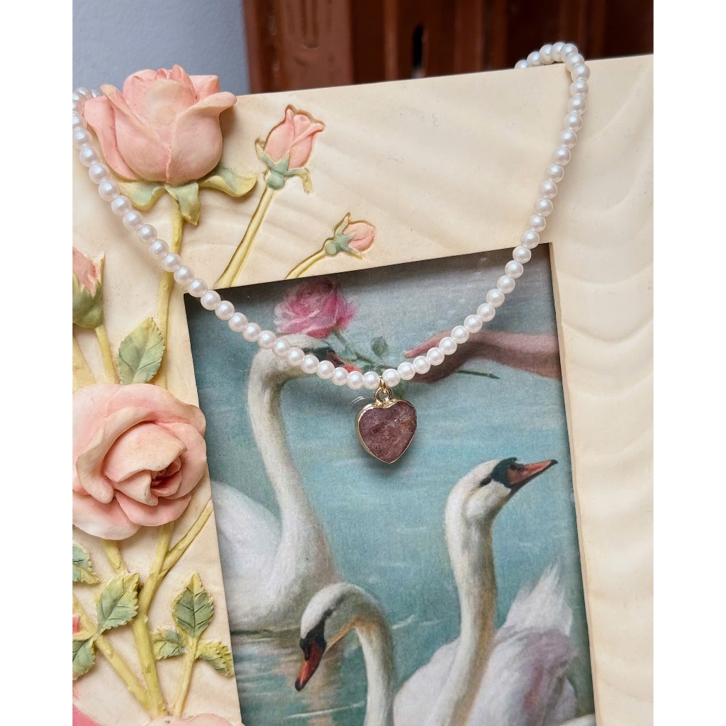 Dây Chuyền NT Nhân Tạo Charm Đá Dâu Tây Hình Trái Tim 2ABNORMAL