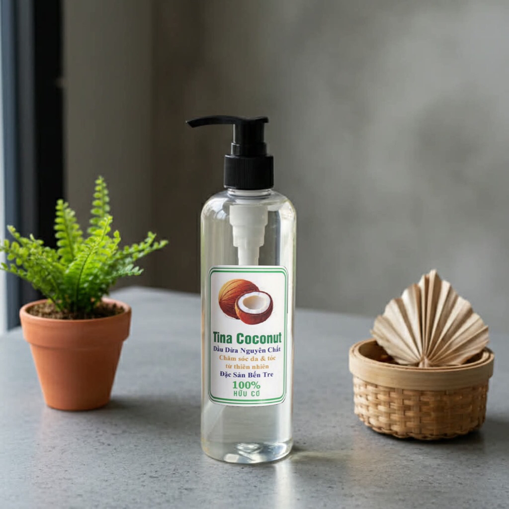Dầu dừa dưỡng da cao cấp 250ml. Tinh Dầu dừa ép lạnh nguyên chất. Dầu dừa dưỡng da, dưỡng tóc, dưỡng