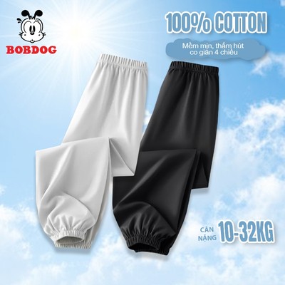 Quần dài cho bé trai BOBDOG, quần thun chất cotton thoáng khí mềm mại, bo gấu, quần dài trơn basic cute cho bé