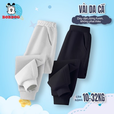Quần dài thu đông BOBDOG, quần bé trai chất da cá mền mịn, quần dài trơn basic dáng thể thao cute cho bé