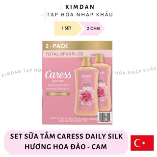  SET 2 CHAI SỮA TẮM CARESS DAILY SILK WHITE PEACH ORANGE BLOSSOM DƯỠNG ẨM HƯƠNG ĐÀO VÀ HOA CAM 887ML 