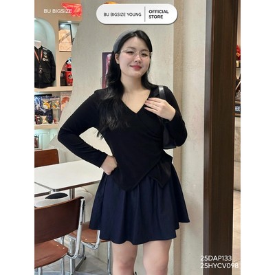 Áo thun vạt chéo BIGSIZE (55kg đến 95kg) – 25DAP133 - [BU Bigsize Young]