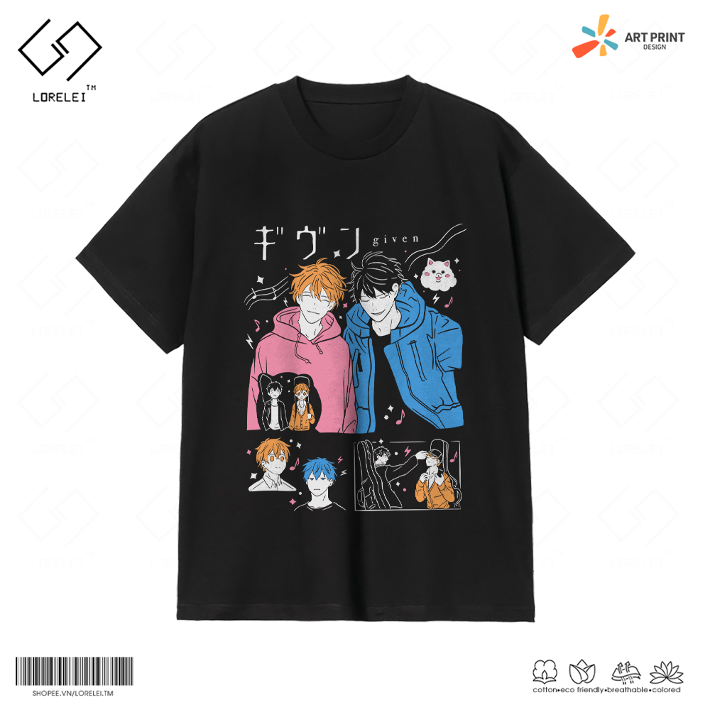 Áo thun Unisex Given Mafuyu & Ritsuka Art Cotton 100% ngắn tay