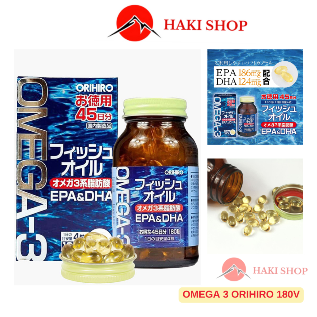 Omega 3 orihiro 180v - Dầu cá omega3 DHA EPA bổ mắt