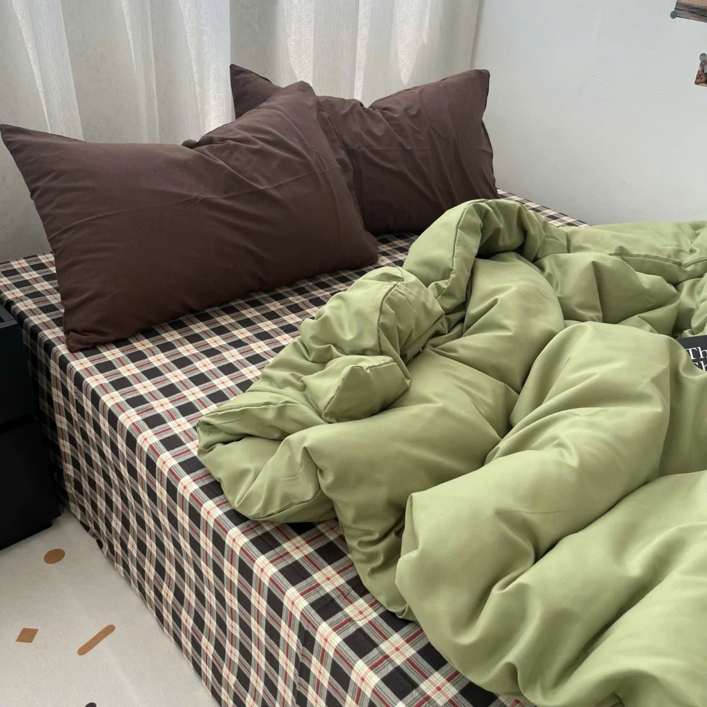 Bộ chăn ga gối Cotton Đũi chăn nhập khẩu cao cấp, ga giường cotton đũi mền mịn thoáng mát đủ kích th