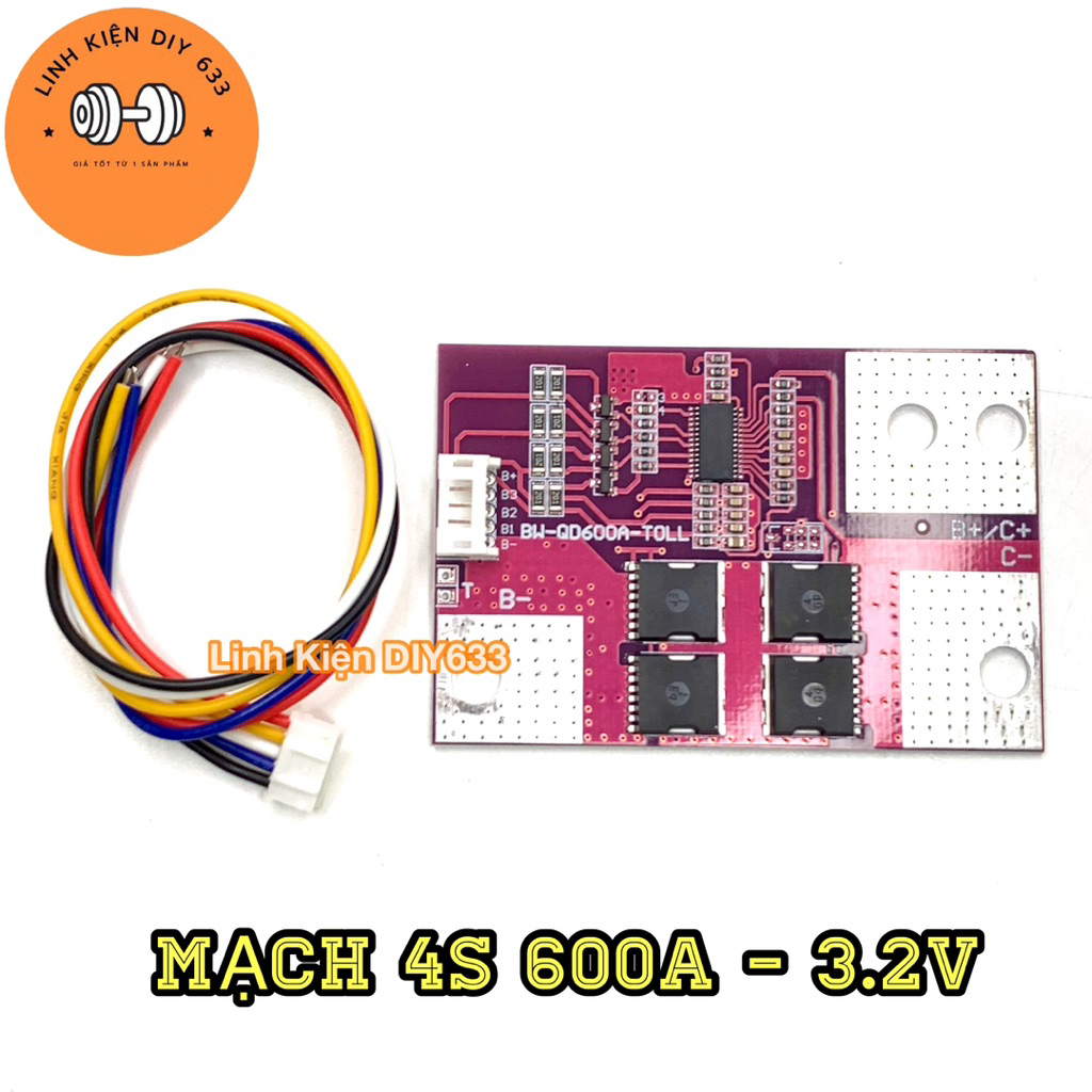 [LiFePO4] Mạch bảo vệ 4S 600A - 3.2V chuyên đề xe máy (DIY633)