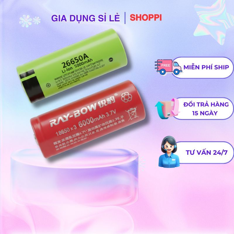 Pin 18650 6000mAh Raybow RB-1122 | Pin Sạc Dung Lượng Lớn Thay Thế Đèn Pin Shoppi