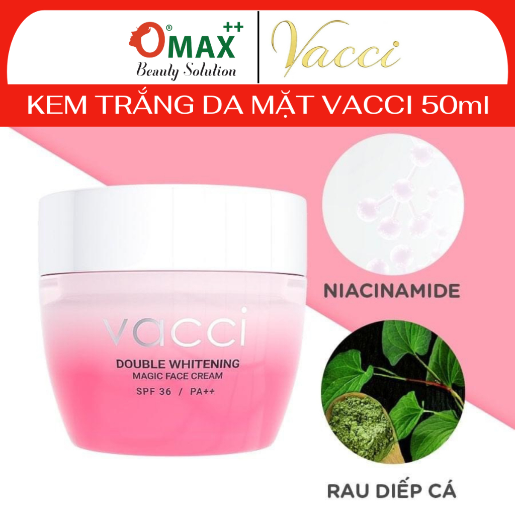 Kem Dưỡng Trắng Da Mặt Vacci Face Cream 50g - SPF50+ PA++++ - Nâng Tông (Tone Up) & Chống Nắng Toàn Diện