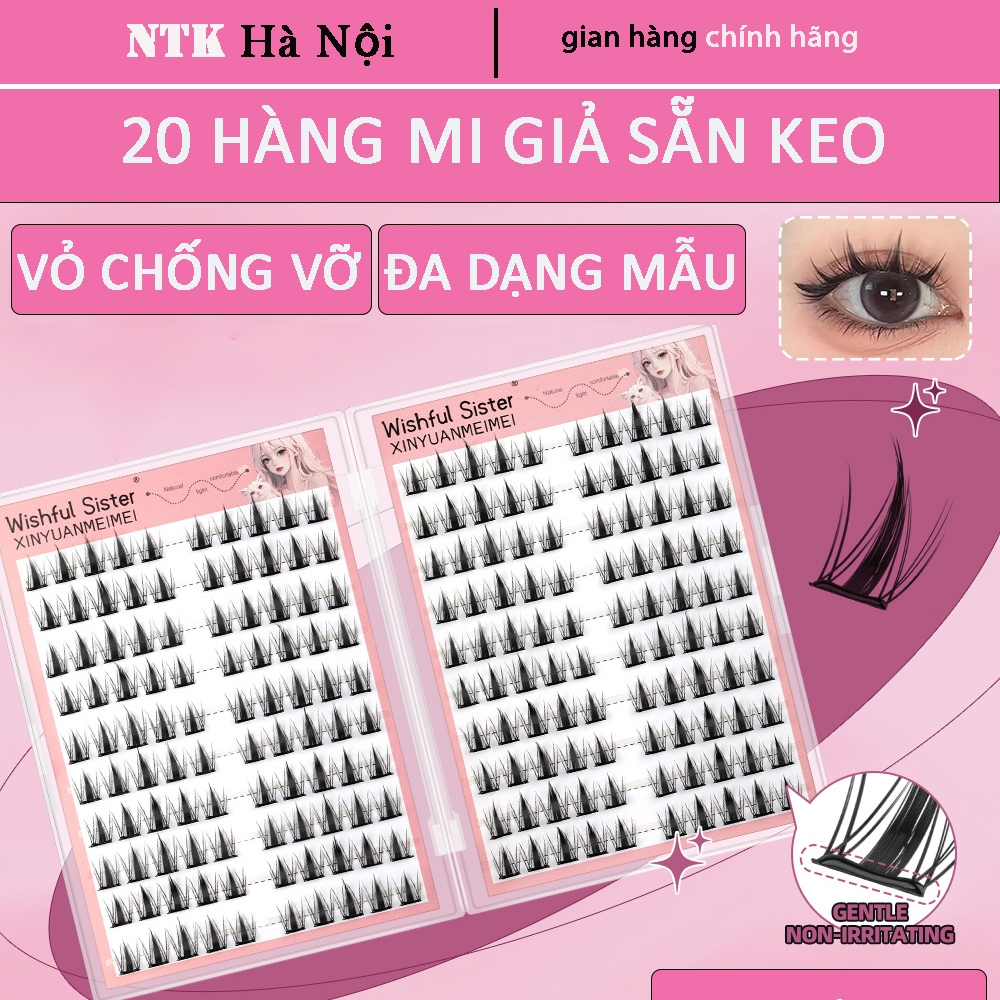 Lông Mi Giả Săn Keo Hộp Lớn 20 Hàng Mi Có Thể Tái Sử Dụng Không Cần Keo