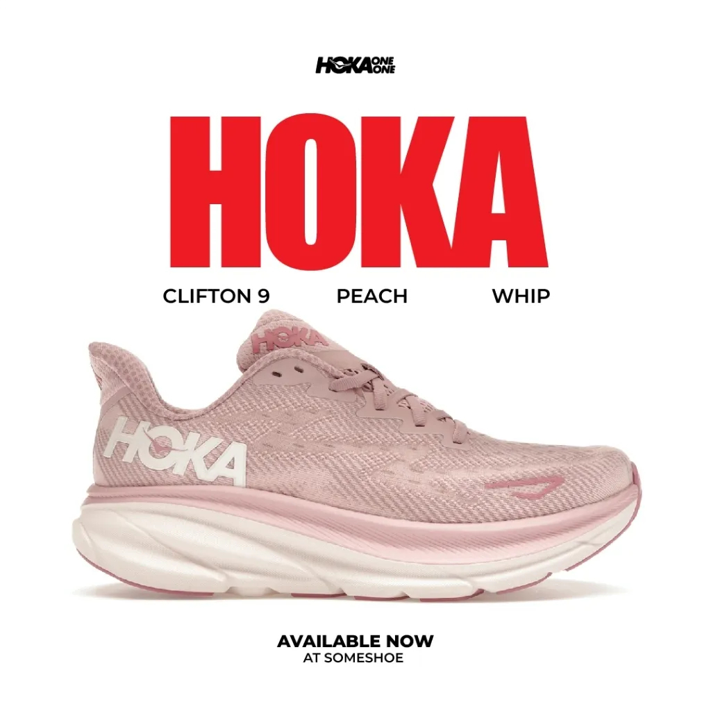 【100% Genuine】 Hoka One Clifton 9 Peach Whip Running Shoes For Women Sneakers