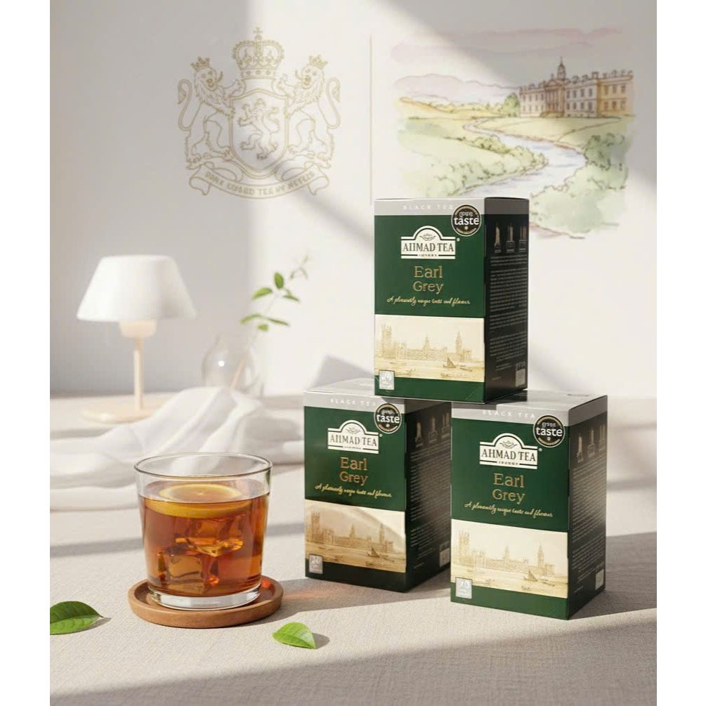 Combo hộp Trà đen Bá Tước Ahmad Earl Grey Tea 40gr túi - Mùi Thơm Sang Trọng, Trầm Lắng