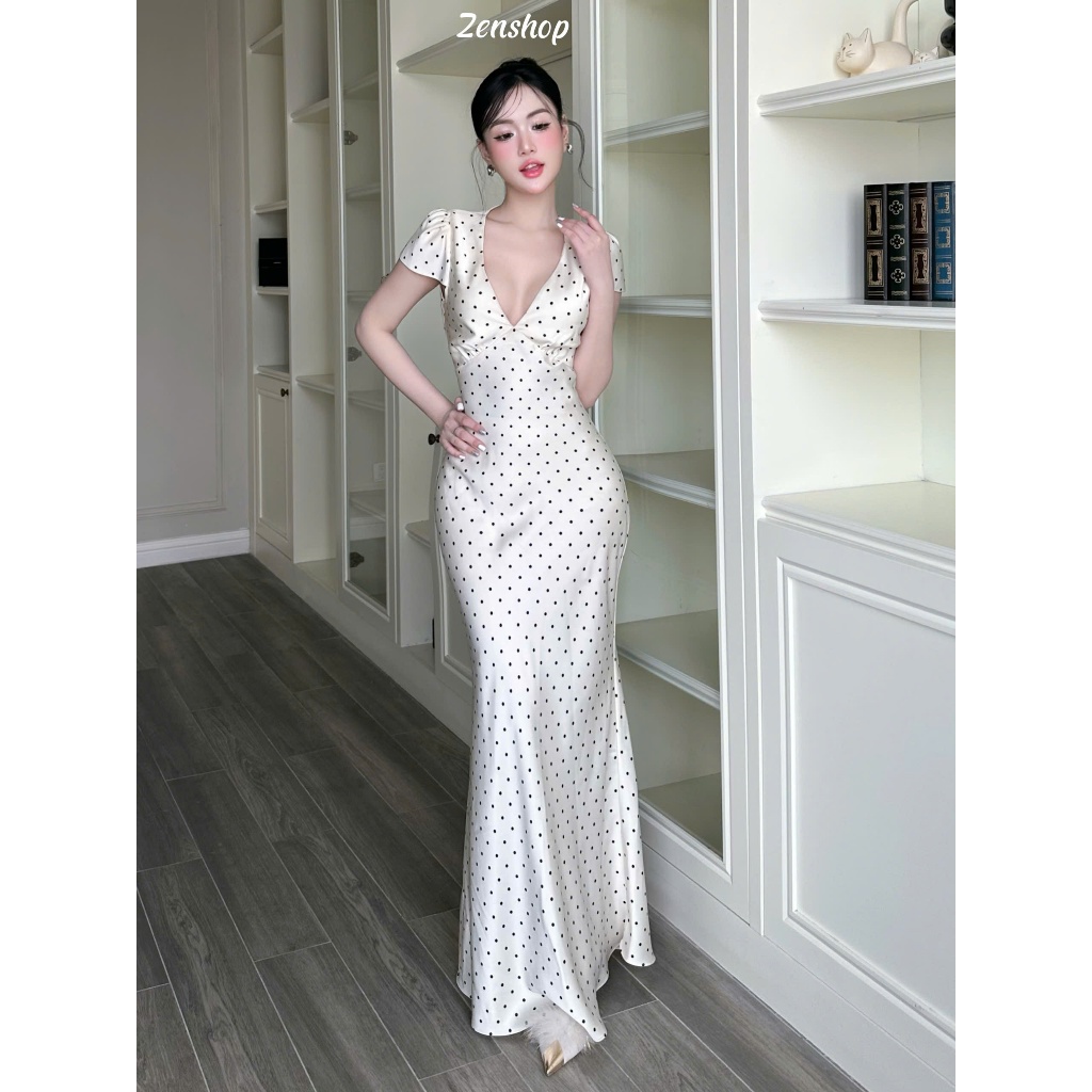 Đầm Dự Tiệc Body Lụa Cổ Chữ V Dáng Dài Maxi Tay Hến Sang Chảnh | Thanh Lịch - IVANA Dress | BigBuy360 - bigbuy360.vn