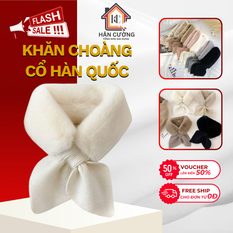 Khăn Quàng Cổ Hàn Quốc Lông Thú Giả Mềm Mịn, Chống Gió Giữ Ấm, Màu Trơn Dễ Phối Đồ Mùa Đông