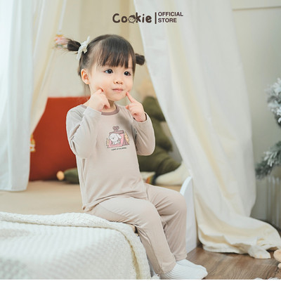 Bộ Thun Dài Tay COOKIE, Bộ Dài Tay Cổ Tròn In Hình Cho Bé Size Từ 6 Tháng Đến 5 Tuổi 2025