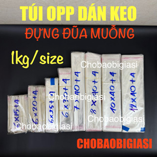  1kg Túi OPP dán keo đựng đũa muỗng giấy size 6x25cm + nắp4cm  phủ bì 6x29cm  túi dán đựng bao lì xì hàng đẹp đủ size 