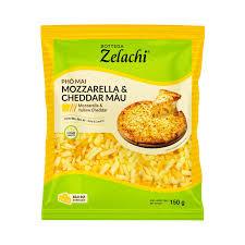 Phô Mai Mozzarella & Cheddar Bào Sợi Zelachi 150g – Tan Tốt, Lên Màu Đẹp, Vị Béo Vừa