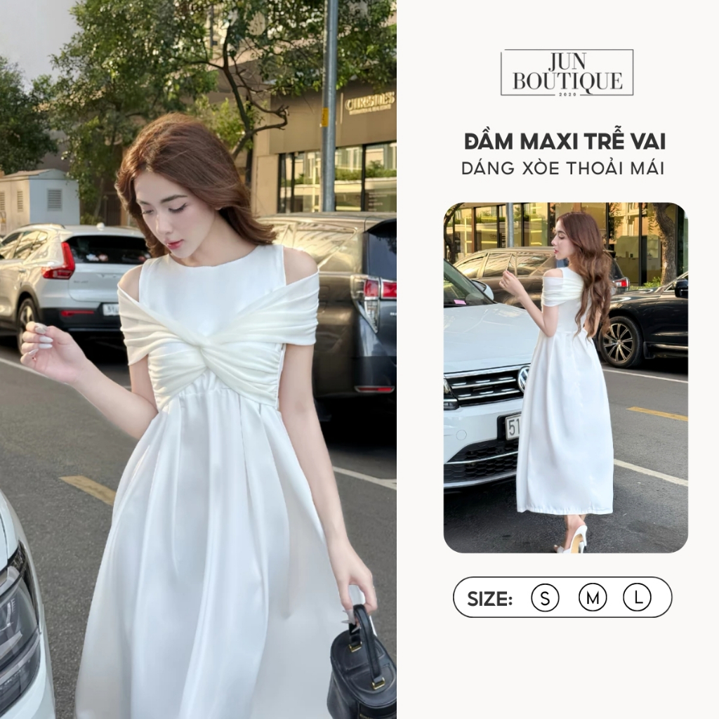 Đầm Maxi Trễ Vai Dáng Xòe Thoải Mái Và Sang Trọng J22 - Thiết Kế JunBoutique2020