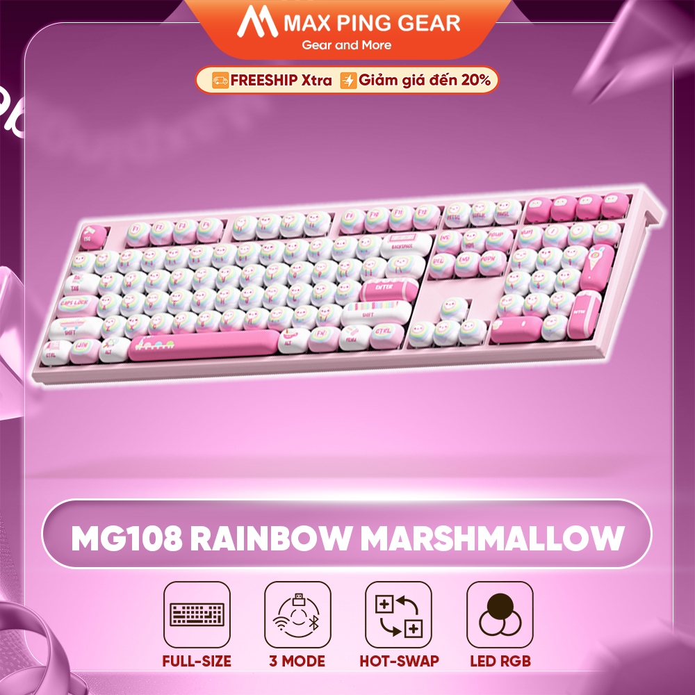 [HỎA TỐC] Bàn phím cơ Monsgeek MG108B Rainbow Marshmallow - Maxpinggear