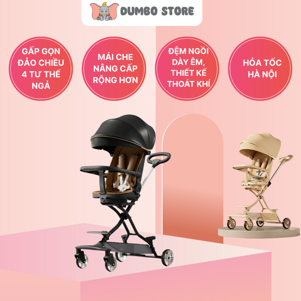 [Ship Hoả Tốc] Xe đẩy nâng cấp M9 M10 2 chiều 3 tư thế ngả sâu có giảm sóc cho bé yêu (phiên bản bàn