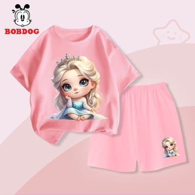 Đồ bộ bé gái BOBDOG set quần áo thun cotton thoáng mát co giãn mới in hình cute cho bé CD- KS13