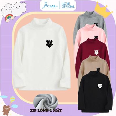 [HÀNG MỚI VỀ] AORE-Áo giữ nhiệt cổ 3 Phân Zip Lót Lông cho bé, Áo giữ nhiệt dài tay in hình Chú Gấu AORE bé trai, bé gái