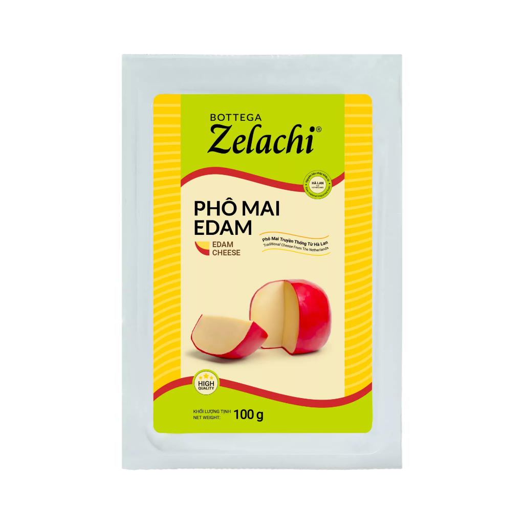 Phô Mai Edam Bottega Zelachi 100g – Phong Cách Hà Lan, Vị Béo Nhẹ Dễ Ăn , Ăn Trực Tiếp & Sandwich