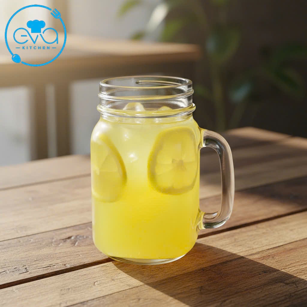 Ly Mason Jar Có Quai 450ml Có Nắp & Nắp Có Lỗ – Ly Đựng Trà Sữa, Cà Phê, Sinh Tố
