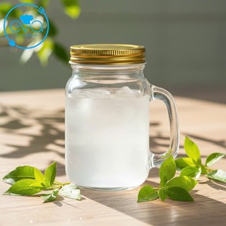 Ly Mason Jar Có Quai 450ml Có Nắp & Nắp Có Lỗ – Ly Đựng Trà Sữa, Cà Phê, Sinh Tố