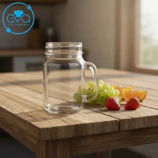 Ly Mason Jar Có Quai 450ml Có Nắp & Nắp Có Lỗ – Ly Đựng Trà Sữa, Cà Phê, Sinh Tố