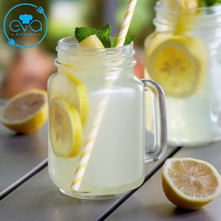 Ly Mason Jar Có Quai 450ml Có Nắp & Nắp Có Lỗ – Ly Đựng Trà Sữa, Cà Phê, Sinh Tố