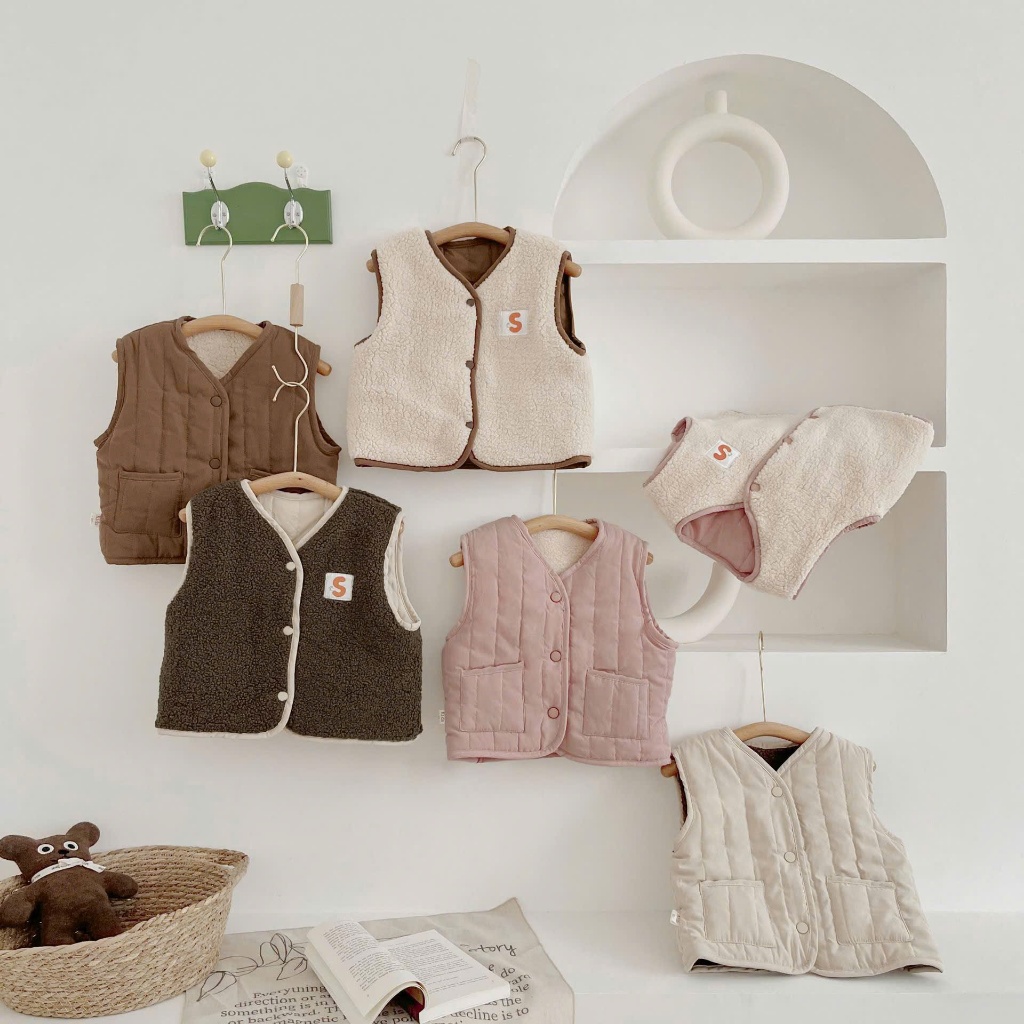 Áo gile lót lông Little Maven 2 mặt dày dặn phong cách Hàn quốc cho bé 2-7 tuổi MT45