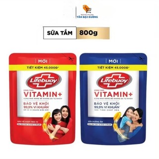 Sữa tắm bảo vệ khỏi vi khuẩn Lifebuoy Vitamin+ túi 800g
