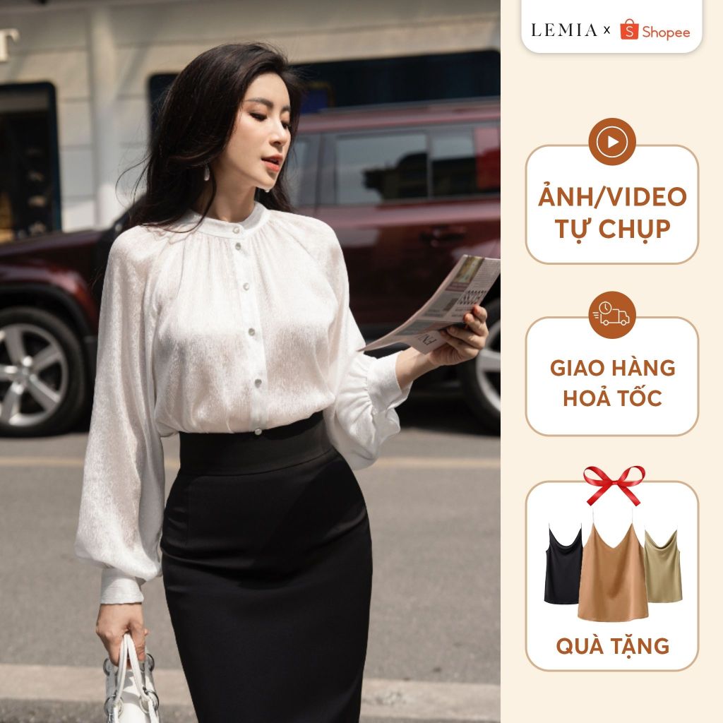 ÁO SƠ MI CỔ TÀU RAGLAN Thời Trang Thanh Lịch by LEMIA Design – 24A088