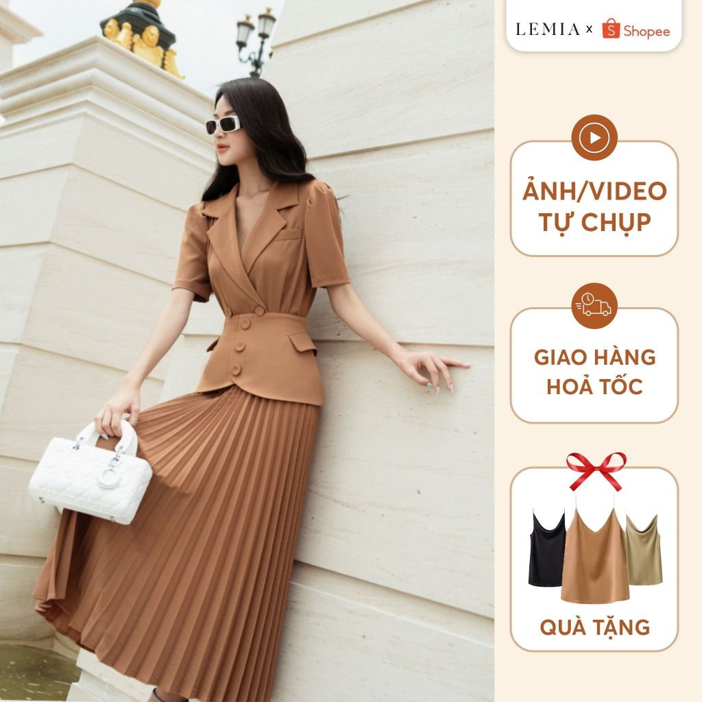 Chân Váy Dập Ly Ba Cúc Thời Trang Thanh Lịch by LEMIA Design - 23Z365