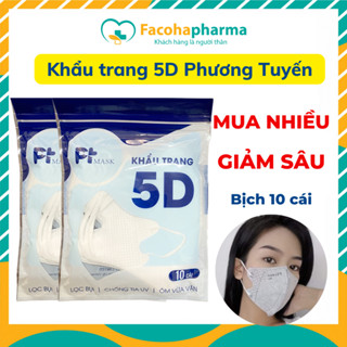  Combo 50 cái khẩu trang 5D PT mask bịch 10 cái kháng khuẩn chống bụi hàng chính hãng công ty Phương Tuyến x5PT5DO 